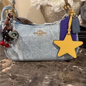 Coach Light Blue in loved Denim Bag with Yellow Star Charm
